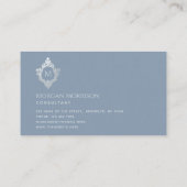 Monogram Stoffig Blauw kuif Elegant Initiaal Visitekaartje (Achterkant)