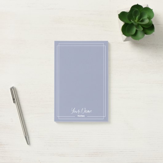 Monogram Stoffig blauw met witte randen Post-it® Notes (Kantoor)
