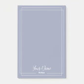 Monogram Stoffig blauw met witte randen Post-it® Notes (Voorkant)