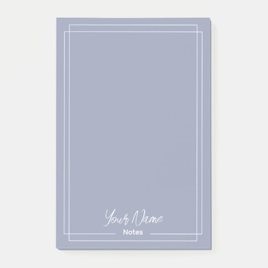 Monogram Stoffig blauw met witte randen Post-it® Notes (Voorkant)