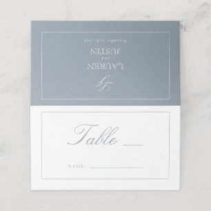 Monogram Stoffig Blauw Script Trouwtafel Nummer Plaatskaartje