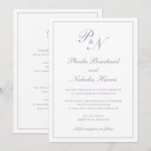 Monogram Stoffig Paarse Elegant Alles In Een Bruil Kaart (Voorkant / Achterkant)