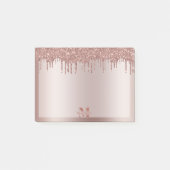 Monogram Stoffig Roos Goud Dripping Glitter Metall Post-it® Notes (Voorkant)