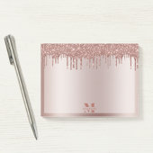 Monogram Stoffig Roos Goud Dripping Glitter Metall Post-it® Notes