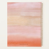 Monogram Stoffige Oranje Waterverf met uw Logo Planner (Achterkant)