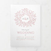 Monogram stoffige roos verlaat de bruiloft van all drieluik uitnodiging (Cover)