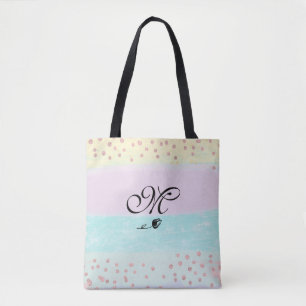 *~* Monogram Stombuisje Gold Glitter Pastel Tote Bag