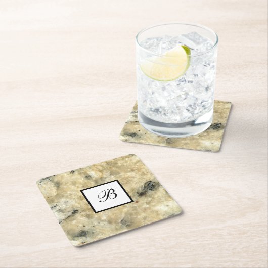 Monogram Stone look Drink Coasters Kartonnen Onderzetters (Insitu)