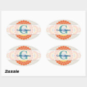 Monogram Stralende Egeïsche Zomer Siermandala Ovale Sticker (Vel)