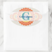 Monogram Stralende Egeïsche Zomer Siermandala Ovale Sticker (Tas)