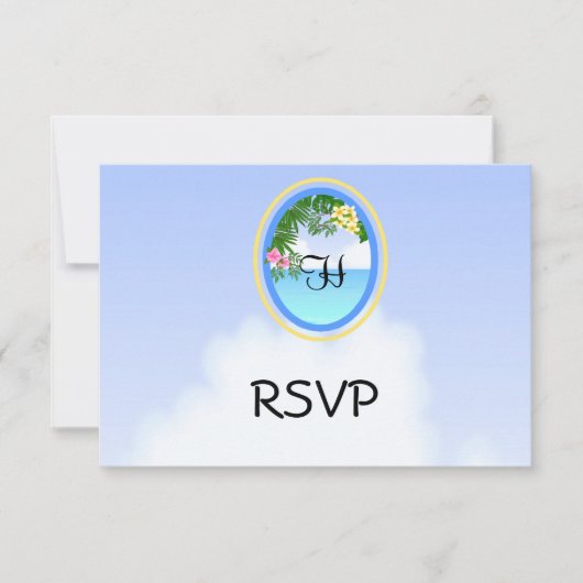 Monogram Strand / Oceaan bruiloft RSVP Kaarten Kaartje (Voorkant)