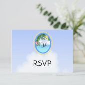 Monogram Strand / Oceaan bruiloft RSVP Kaarten Kaartje (Staand voorkant)