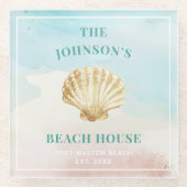 Monogram strand thema glazen onderzetter (Voorkant)