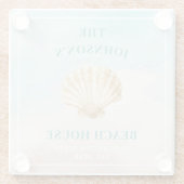 Monogram strand thema glazen onderzetter (Achterkant)