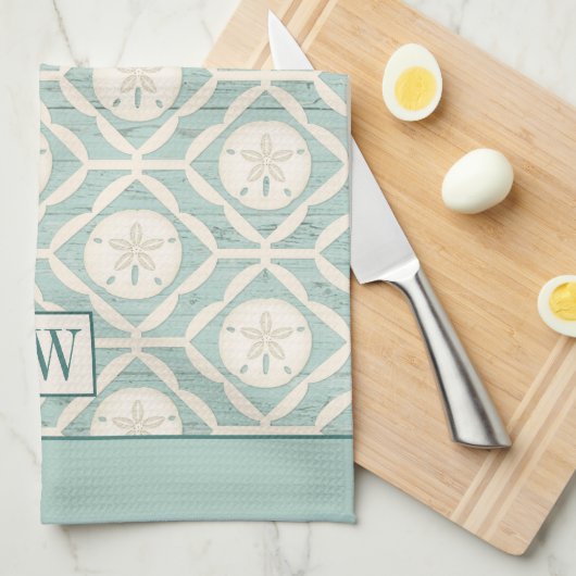 Monogram Strand Zand Dollar Patroon Bakken Theedoek (Quarter Fold)