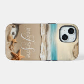 Monogram strand zonsondergang iPhone 15 case (Achterkant horizontaal)