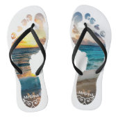 Monogram strand zonsondergang teenslippers (Voetbed)