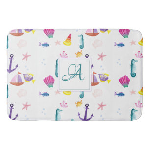 Monogram Strandhut Kinderbadkamer Oceaanleven Zee Badmat