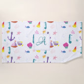 Monogram strandhut kinderbadkamer oceaanleven zee strandlaken (Voorkant)