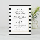 Monogram Streep Bruidspaar Shower Foto Kaart (Staand voorkant)