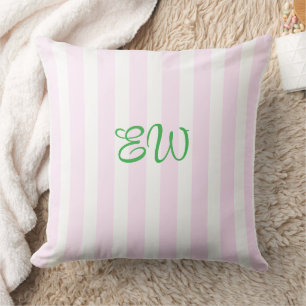 Monogram Streep Custom Worp Kussen   Roze Limeade