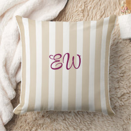 Monogram Streep Custom Worp Kussen | Tan Sangria