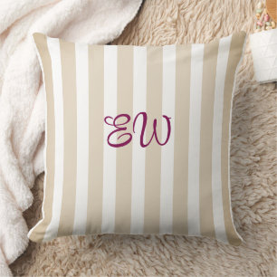 Monogram Streep Custom Worp Kussen   Tan Sangria