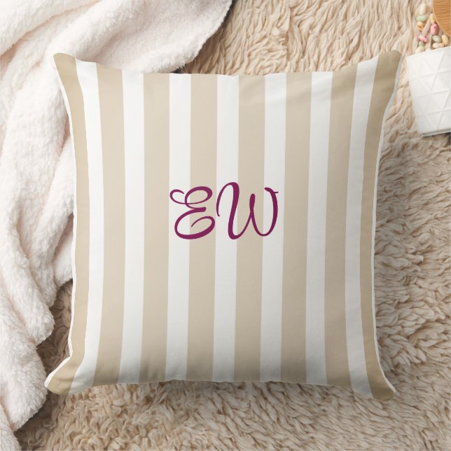 Monogram Streep Custom Worp Kussen | Tan Sangria (Deken)