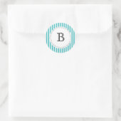 Monogram Streep Kant Turquoise Antieke Klasse Klas Ronde Sticker (Tas)