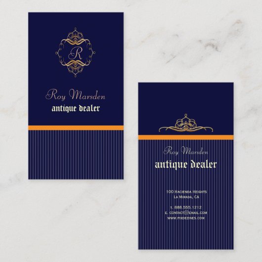 Monogram+strepen/doe-het-zelf-achtergrond Visitekaartje (Voorkant / Achterkant)