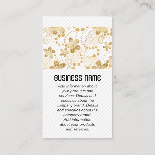 Monogram | Strepen | Gouden bloemmotief Visitekaartje (Achterkant)