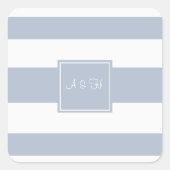 Monogram & Strepen Lichtblauwe Stickers (Voorkant)