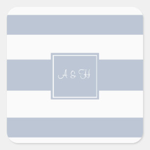 Monogram & Strepen Lichtblauwe Stickers