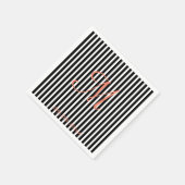 Monogram Strepen Zwart Wit Feest Servet (Hoek)