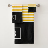 Monogram Stripe Handdoekset - Mosterd/wit Bad Handdoek (Insitu)