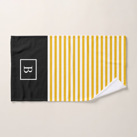 Monogram Stripe Handdoekset - Mosterd/wit Bad Handdoek (Handdoek)