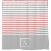 Monogram Stripe Shower Curtain - Blush Pink/Gray Douchegordijn (Voorkant)