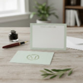 Monogram Striped Pastel Green Note Card Notitiekaartje