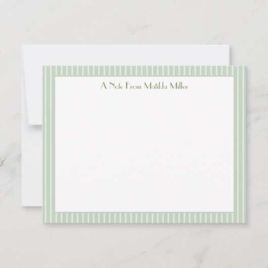 Monogram Striped Pastel Green Note Card  Notitiekaartje (Voorkant)