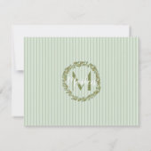 Monogram Striped Pastel Green Note Card  Notitiekaartje (Achterkant)