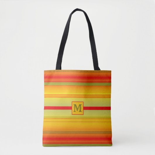 Monogram Striped Pattern Canvas tas (Voorkant)