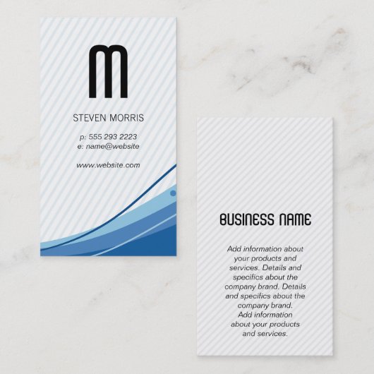 Monogram | Stripes | blauwe golf Visitekaartje (Voorkant / Achterkant)