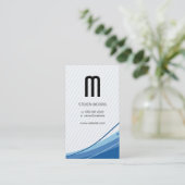 Monogram | Stripes | blauwe golf Visitekaartje (Staand voorkant)