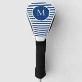 Monogram Stripes Blue White Modern Golfheadcover (Voorkant)