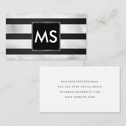 Monogram | Stripes | Bokeh Visitekaartje (Voorkant / Achterkant)