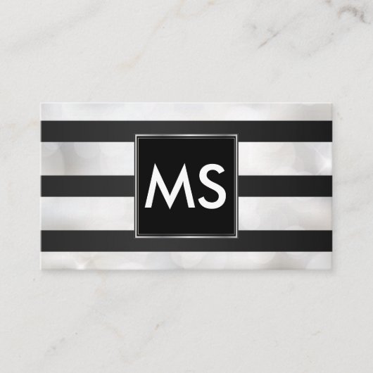 Monogram | Stripes | Bokeh Visitekaartje (Voorkant)