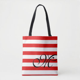 Monogram & Stripes Canvas tas - Rood