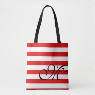 Monogram & Stripes Canvas tas - Rood
