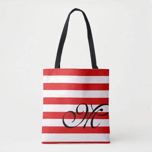 Monogram & Stripes Canvas tas - Rood (Voorkant)