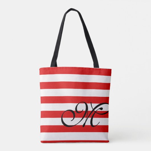 Monogram & Stripes Canvas tas - Rood (Achterkant)